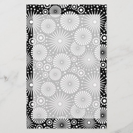 Schönes Retro-Schwarz-Weiß-Geschirr Briefpapier (Vorderseite)