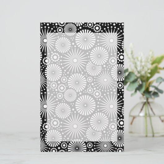 Schönes Retro-Schwarz-Weiß-Geschirr Briefpapier (Stehend Vorderseite)