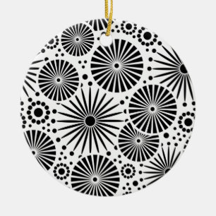 Schönes Retro-Schwarz-Weiß-Ornament Keramikornament