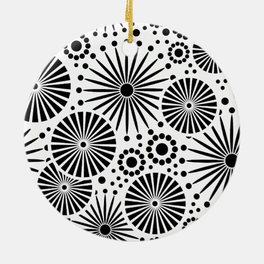 Schönes Retro-Schwarz-Weiß-Ornament Keramikornament (Hinten)