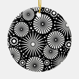 Schönes Retro-Schwarz-Weiß-Ornament Keramikornament