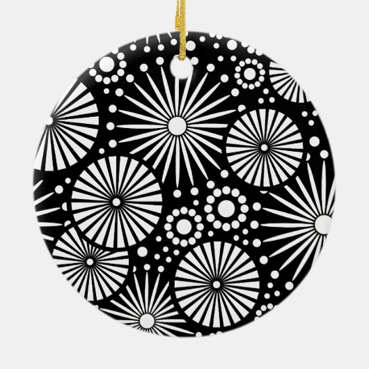 Schönes Retro-Schwarz-Weiß-Ornament Keramikornament (Hinten)