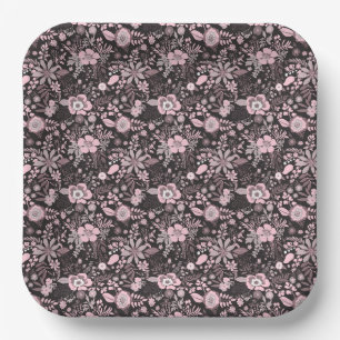 Schönes Retro-Style Rosa-Pastell-Blumenmuster Pappteller