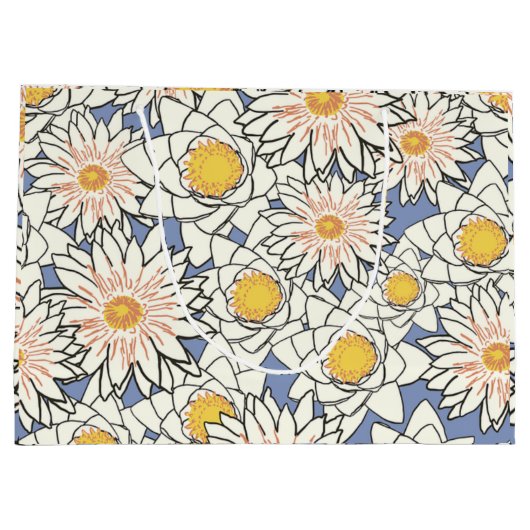 Schönes Retromuster der Blume Große Geschenktüte (Rückseite)