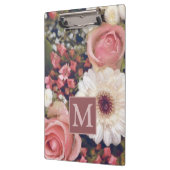 Schönes romantisches Blumenbouquet-Monogramm Klemmbrett (Links)