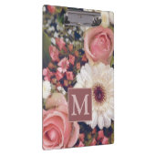 Schönes romantisches Blumenbouquet-Monogramm Klemmbrett (Rechts)