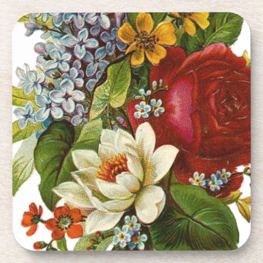 Schönes Romantisches SommBouquet mit Rote Rose Getränkeuntersetzer (Vorderseite)