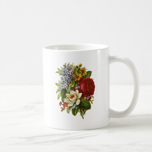 Schönes Romantisches SommBouquet mit Rote Rose Kaffeetasse (Rechts)