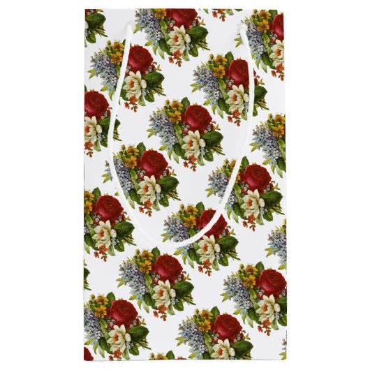 Schönes Romantisches SommBouquet mit Rote Rose Kleine Geschenktüte (Rückseite)