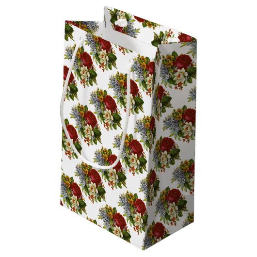 Schönes Romantisches SommBouquet mit Rote Rose Kleine Geschenktüte (Rückseite Schrägansicht)