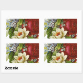 Schönes Romantisches SommBouquet mit Rote Rose Rechteckiger Aufkleber (Blatt)