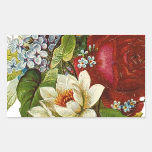 Schönes Romantisches SommBouquet mit Rote Rose Rechteckiger Aufkleber (Vorderseite)