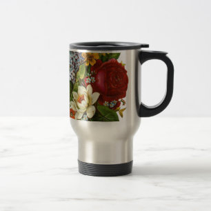 Schönes Romantisches SommBouquet mit Rote Rose Reisebecher