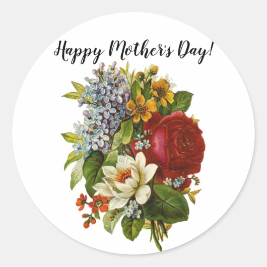 Schönes Romantisches SommBouquet mit Rote Rose Runder Aufkleber (Vorderseite)