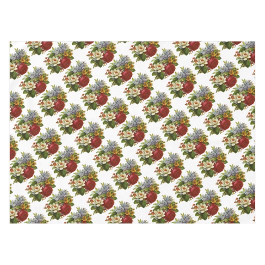 Schönes Romantisches SommBouquet mit Rote Rose Tischdecke (Vorderseite (Horizontal))