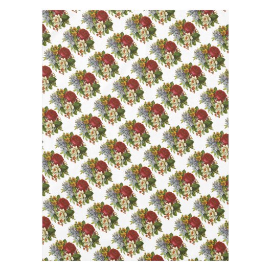 Schönes Romantisches SommBouquet mit Rote Rose Tischdecke (Vorderseite)