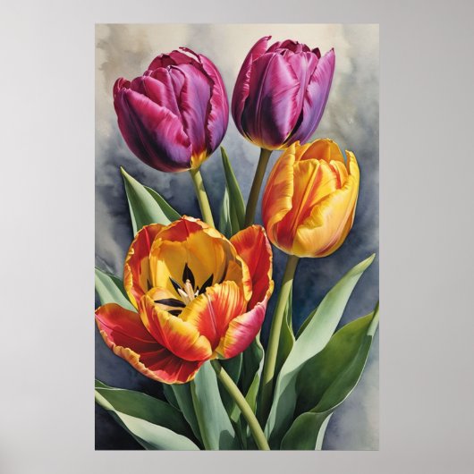Schönes romantisches Tulip-Feld Poster (Vorne)