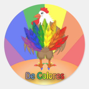 Schönes Rooster mit De Colores Runder Aufkleber