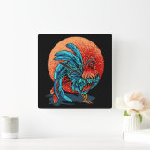 Schönes Rooster Quadratische Wanduhr (Zuhause)
