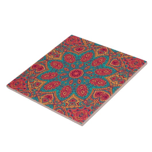 Schönes rosa Aquamarines Orange Zen Muster Fliese (Seite)