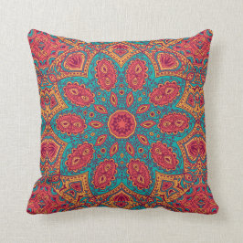 Schönes rosa aquamarines orange Zen-Muster Kissen