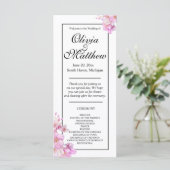 Schönes rosa Aquarellblüten Hochzeitsprogramm (Stehend Vorderseite)