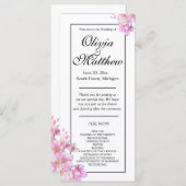 Schönes rosa Aquarellblüten Hochzeitsprogramm (Vorne/Hinten)