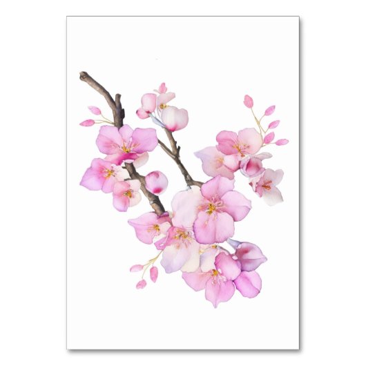 Schönes rosa Aquarellkirschenskript Tischnummer (Rückseite)
