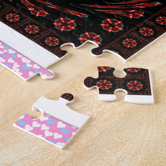 Schönes rosa blaues Herz für Liebe-Design Puzzle (Seite)