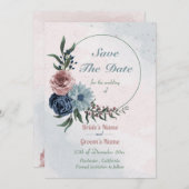 schönes rosa blühendes Blumengewirr Save The Date (Vorne/Hinten)