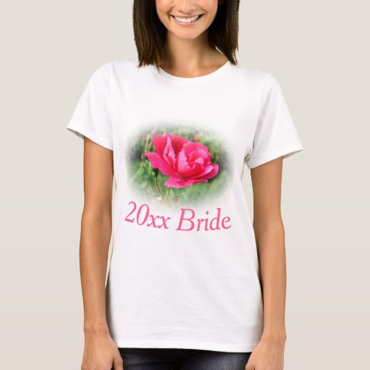 Schönes rosa Blume Braut Shirt (Vorderseite)