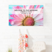 Schönes Rosa Blume Foto Hochzeit Willkommen Banner (Insitu)