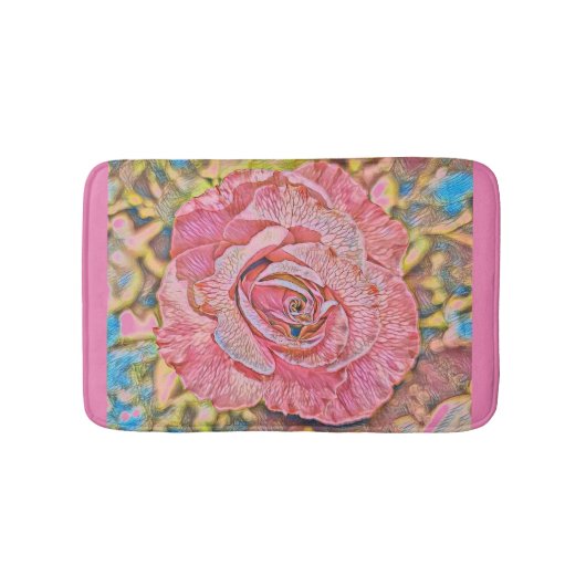 Schönes Rosa-Blume-Gemälde Badematte (Vorderseite)