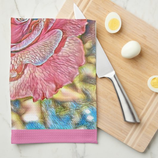 Schönes Rosa-Blume-Gemälde Geschirrtuch (Viertel Falte)