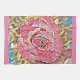 Schönes Rosa-Blume-Gemälde Geschirrtuch