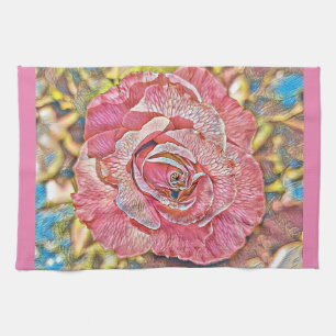 Schönes Rosa-Blume-Gemälde Geschirrtuch
