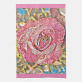 Schönes Rosa-Blume-Gemälde Geschirrtuch (Vertikal)