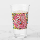 Schönes Rosa-Blume-Gemälde Glas (Vorderseite)