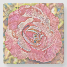 Schönes Rosa-Blume-Gemälde Steinuntersetzer