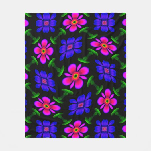 Schönes rosa Blume Muster Fleecedecke (Vorderseite)