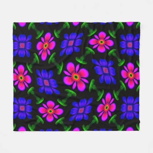 Schönes rosa Blume Muster Fleecedecke (Vorderseite (Horizontal))