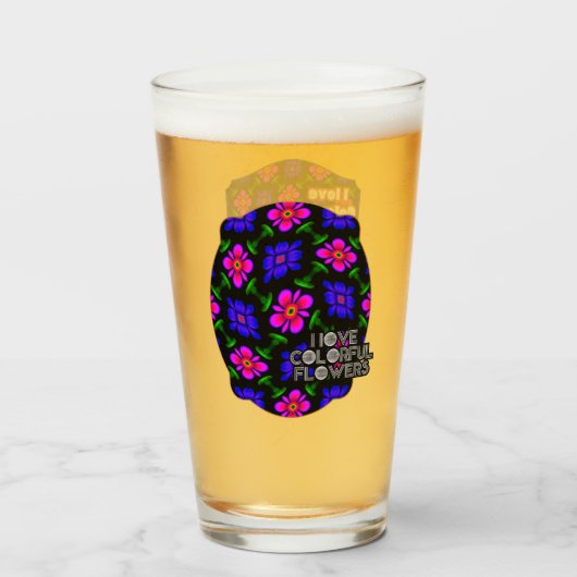 Schönes rosa Blume Muster Glas (Vorne (Gefüllt))