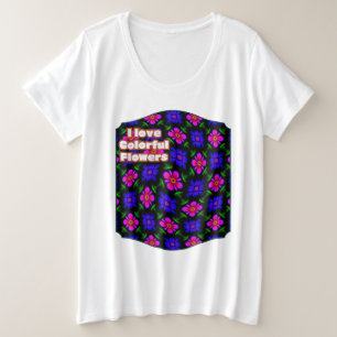 Schönes rosa Blume Muster Große Größe T-Shirt
