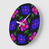Schönes rosa Blume Muster Große Wanduhr (Winkel)