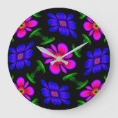 Schönes rosa Blume Muster Große Wanduhr (Vorderseite)