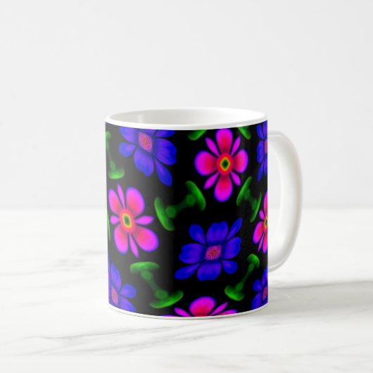 Schönes rosa Blume Muster Kaffeetasse (VorderseiteRechts)
