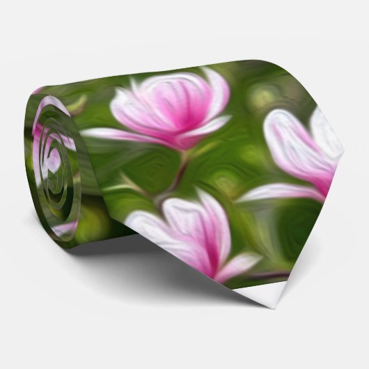 Schönes rosa Blume Muster Krawatte (Gerollt)