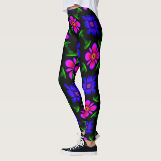 Schönes rosa Blume Muster Leggings (Links)