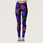 Schönes rosa Blume Muster Leggings (Vorderseite)