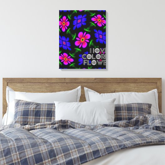 Schönes rosa Blume Muster Leinwanddruck (Insitu (Schlafzimmer))